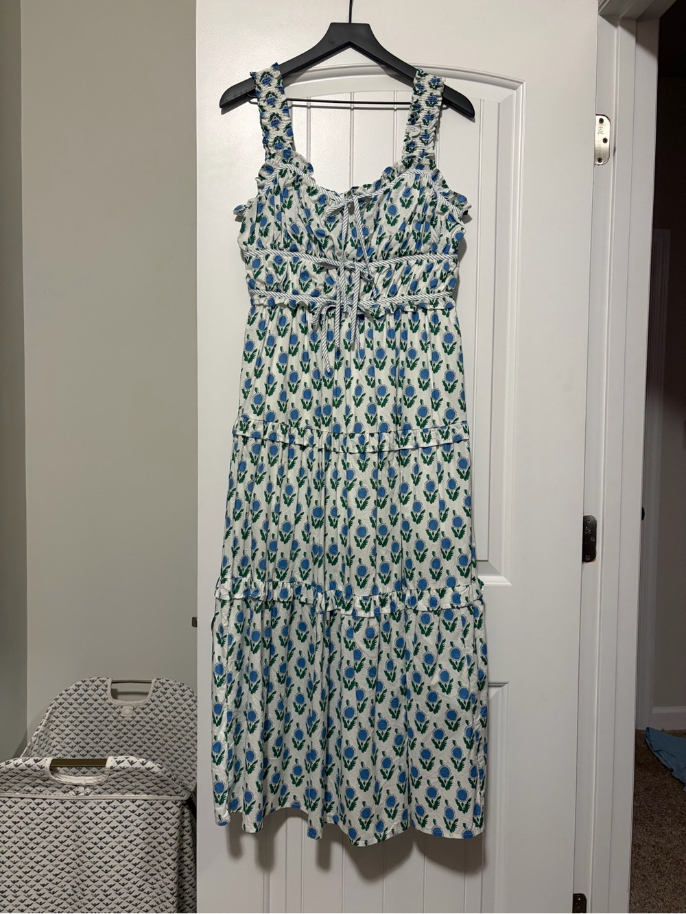 entro Blue & Green Floral Smocked Dress